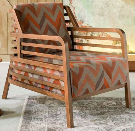 Luxury Zigzag Upholstered Wooden Lounge Armchair with Solid Wood Frame--Luxury Armchair by Luxury Group International