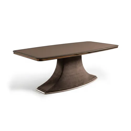 Tavolo da Pranzo Rettangolare Moderno Mid-century in Marrone Mocha con Base a Bordo in Metallo di Luxury Group International