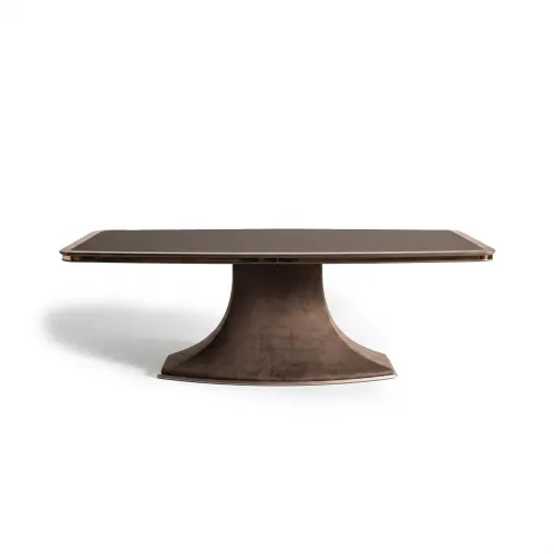 Tavolo da Pranzo Rettangolare Moderno Mid-century in Marrone Mocha con Base a Bordo in Metallo di Luxury Group International