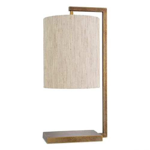 Lampada da Tavolo di Lusso Moderna per Camera da Letto con Finitura in Ottone Vintage e Paralume Beige di Luxury Group International
