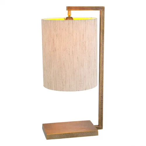 Lampada da Tavolo di Lusso Moderna per Camera da Letto con Finitura in Ottone Vintage e Paralume Beige di Luxury Group International