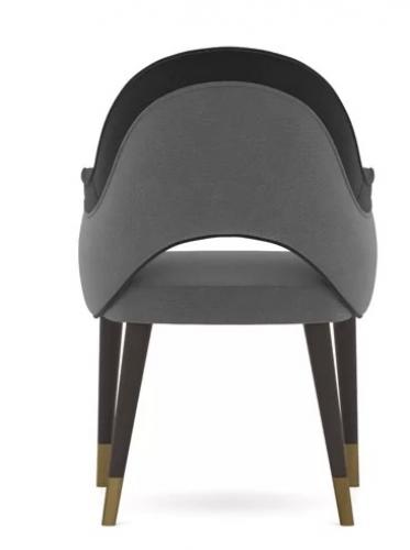 Modern Black Grey Upholstered Luxury Dining Chair with Antique Brass Accents by Luxury Group International