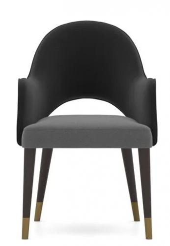 Modern Black Grey Upholstered Luxury Dining Chair with Antique Brass Accents by Luxury Group International
