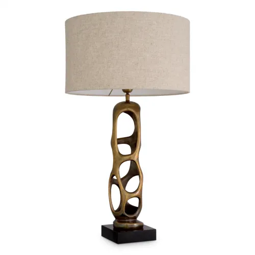 Lampada da tavolo di lusso moderna scolpita in ottone vintage / nero / crema di Luxury Group International
