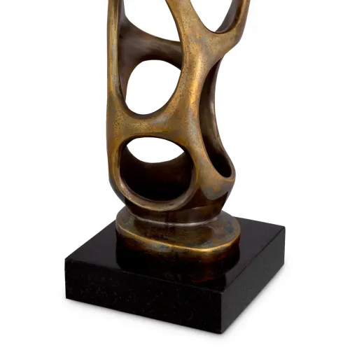 Lampada da tavolo di lusso moderna scolpita in ottone vintage / nero / crema di Luxury Group International