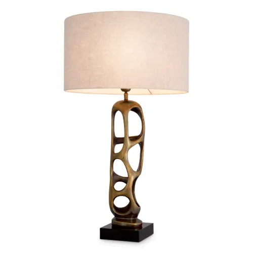 Lampada da tavolo di lusso moderna scolpita in ottone vintage / nero / crema di Luxury Group International