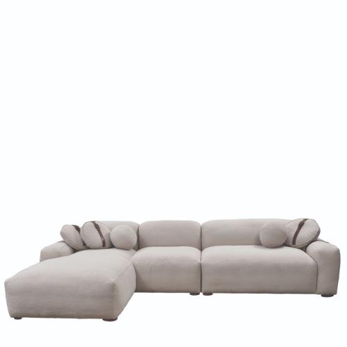 Sofá Esquinero Curvo Moderno de Lujo con Chaise Lounge y Cojines Decorativos con Correa de Cuero - Muebles para Sala de Estar Vista frontal por Luxury Group International