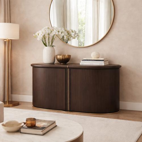 Moderner dunkelbrauner Massivholz Luxus Konsolentisch von Luxury Group International