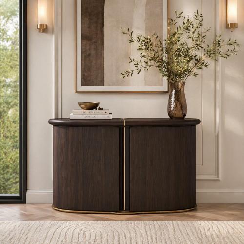 Moderner dunkelbrauner Massivholz Luxus Konsolentisch von Luxury Group International