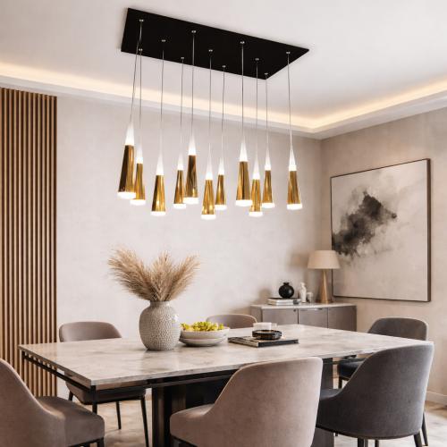 Lampadario moderno di lusso a sospensione con più luci colore oro di Luxury Group International