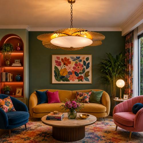 Modern Golden Luxury Floral Pendant Ceiling Light by Luxury Group International