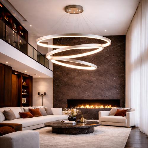 Lampadario a Sospensione Moderno LED a 3 Anelli di Lusso di Luxury Group International
