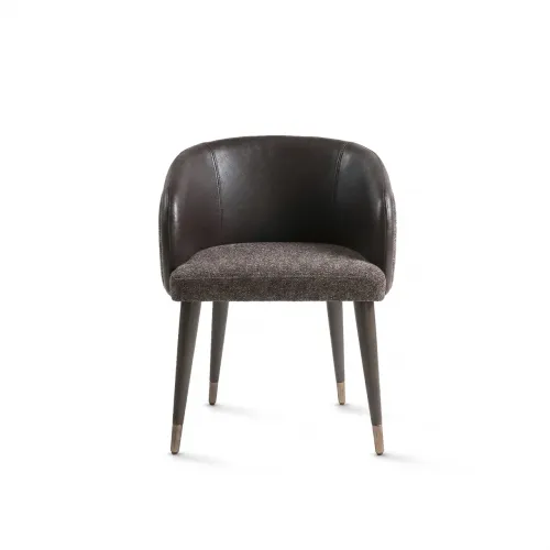 Dark Brown Modern Luxury Dining Chair matte faux leather with Curved backrest by Luxury Group International