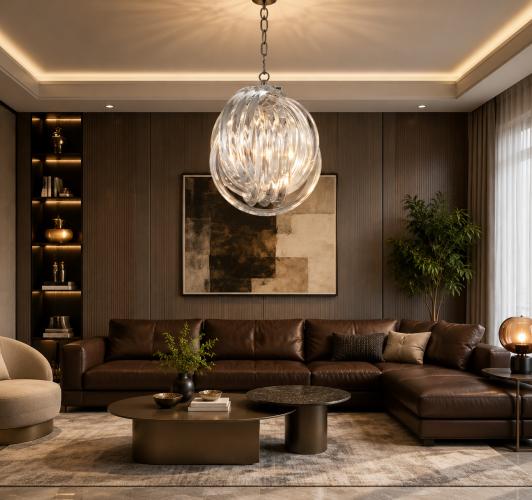 Modern Luxury Nickel finish single globe glass ceiling light by Luxury Group International