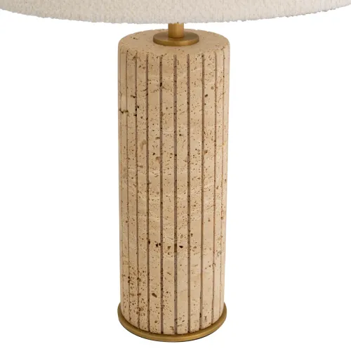 Lampada da Tavolo Moderna di Lusso in Travertino con Paralume Rotondo di Luxury Group International