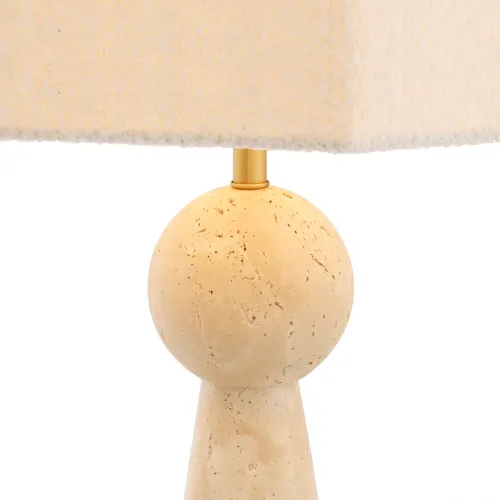 Modern Pearl Luxury Modern Table Lamps in beige travertine with hexagonal lampshade by Luxury Group International
