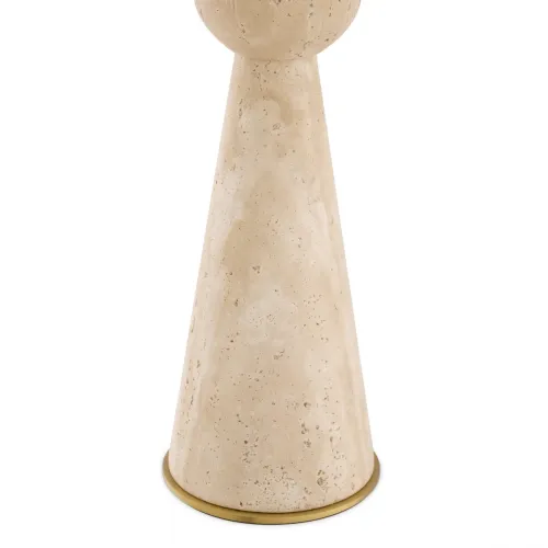 Modern Pearl Luxury Modern Table Lamps in beige travertine with hexagonal lampshade by Luxury Group International