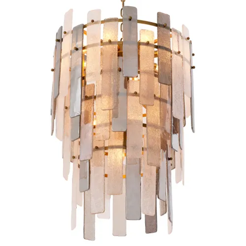 Modern Pendant Ceiling Light in Antique Brass finish with Hand Blown Glass strips by Luxury Group International