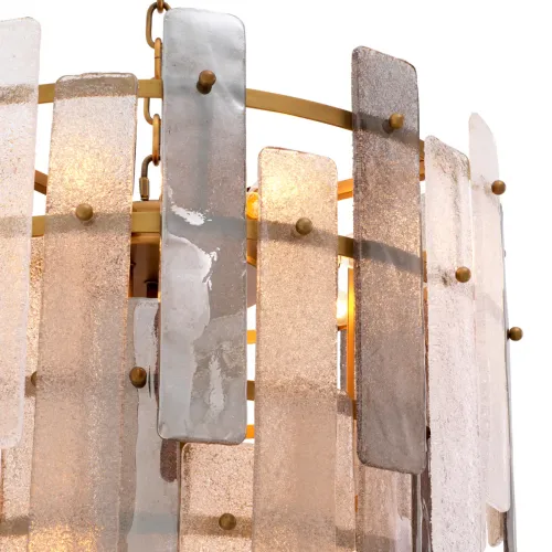 Modern Pendant Ceiling Light in Antique Brass finish with Hand Blown Glass strips by Luxury Group International