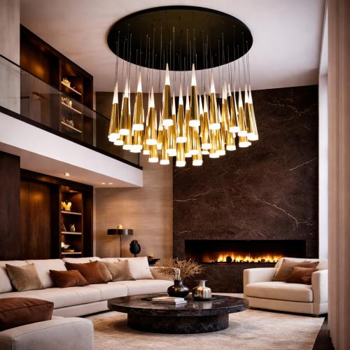 Lampadario LED di Lusso Dorato Moderno per Scale di Luxury Group International