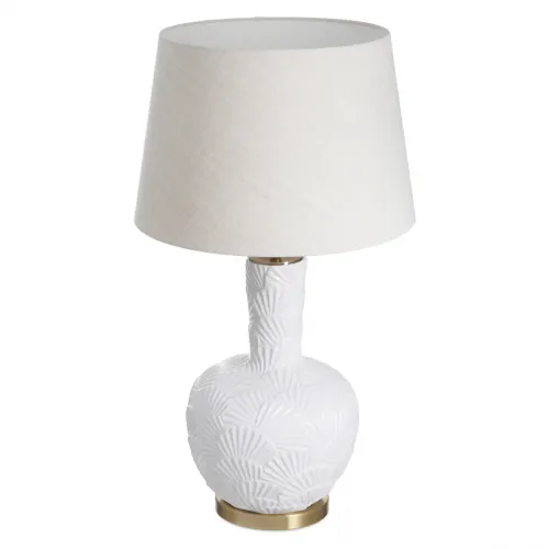 Lampada da tavolo di lusso con paralume avorio in ceramica a forma di vaso e finitura in ottone antico di Luxury Group International