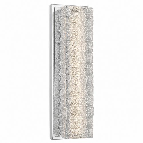 Lampada da Parete di Lusso in Cristallo Testurizzato Argento con Design di Illuminazione LED Verticale di Luxury Group International