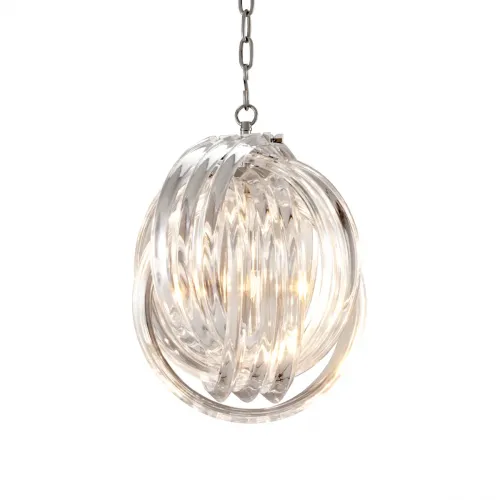 Lampadario moderno di lusso con globo singolo in vetro e finitura nichel di Luxury Group International