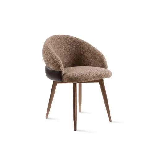 Silla de Comedor Tapizada Moderna de Lujo en Marrón y Beige por Luxury Group International