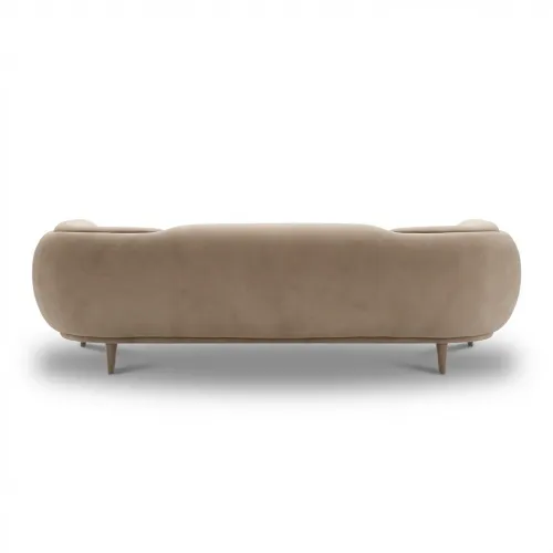Sofá de Lujo Moderno Premium en tela tapizada mate color topo claro con brazos enrollados por Luxury Group International