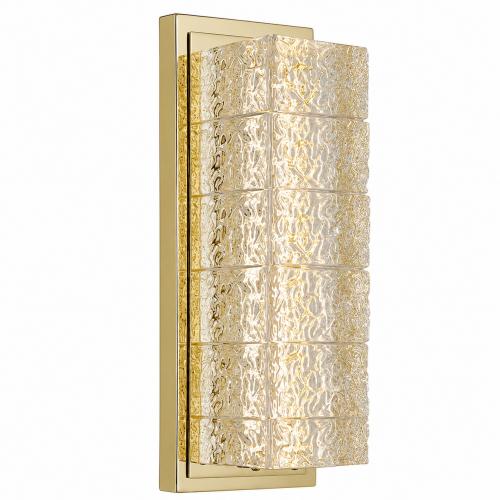 Lampada da Parete di Lusso in Cristallo Testurizzato Oro con Design Rettangolare a LED di Luxury Group International