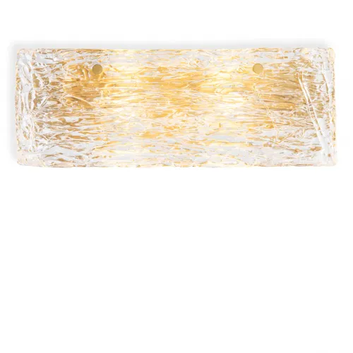 Lámpara de pared rectangular de lujo dorada con acabado en latón antiguo y vidrio hecho a mano por Luxury Group International