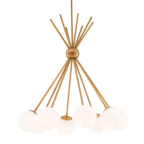 Lampadario Moderno di Lusso con Globo Bianco e Finitura Ottone Antico di Luxury Group International