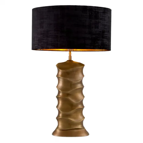 Lampada da Tavolo Moderna di Lusso Radiante in Ottone Vintage Oro Antico con Paralume Ovale Nero di Luxury Group International