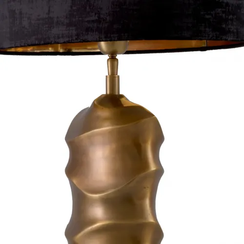 Lampada da Tavolo Moderna di Lusso Radiante in Ottone Vintage Oro Antico con Paralume Ovale Nero di Luxury Group International