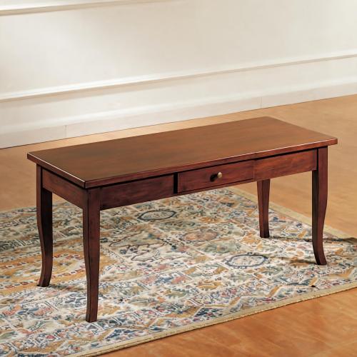 Rectangular Wooden Luxury Coffee Table with Integrated Drawer Storage Front View by Luxury Group International
