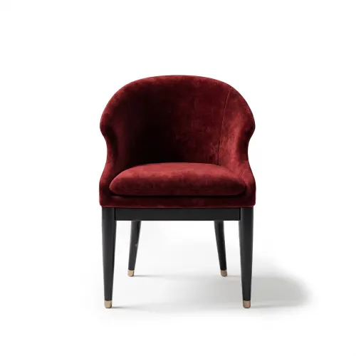 Silla de Comedor de Lujo con Estructura de Metal Negra y Tapizado en Terciopelo Rojo por Luxury Group International