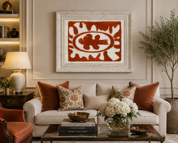 Rote & Weiße Luxus Terrakotta Abstrakte Wandkunst mit Zeitgenössischem Europäischem Künstlerischem Design von Luxury Group International