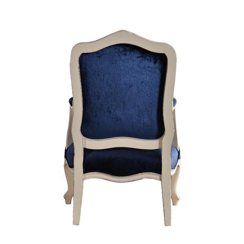 Sillón Tapizado Barroco de Lujo en Terciopelo Azul Real con Estructura de Marfil Tallada a Mano - Muebles para Comedor Vista trasera por Luxury Group International