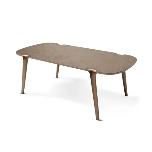 Mesa de Comedor Rectangular Moderna de Lujo en Marrón con Acabado Metálico Bronce por Luxury Group International