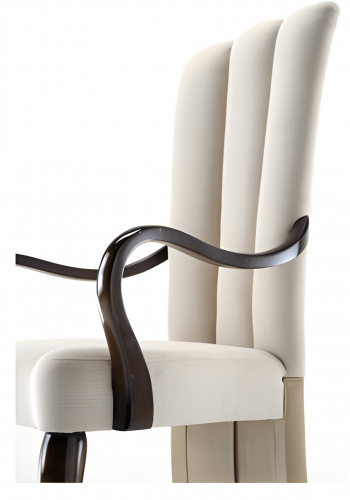 Sillón de Comedor de Madera de Lujo con Respaldo Alto Triple Canal y Tapizado Marfil - Muebles para Comedor Vista detalle por Luxury Group International