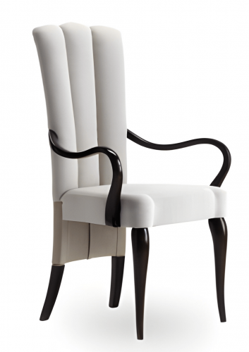 Triple-Channel High-Back Luxury Wooden Dining Armchair with Ivory Upholstery - Dining Room Furniture Front View by Luxury Group International