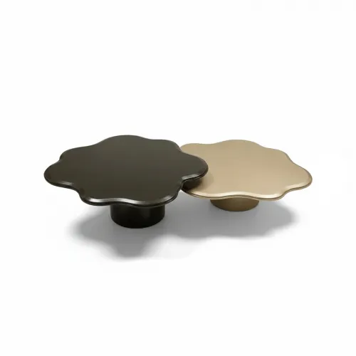 Brown & Beige Sculptural Amorphous Luxury Modern Nesting Coffee Table set of 2 by Luxury Group International