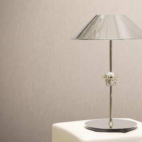 Papel Pintado de Diseñador Versace Beige Gris Brillante Textura Lisa por Luxury Group International