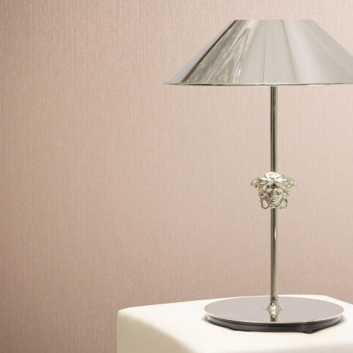 Papier Peint Designer Métallique Beige Rose Uni Légèrement Brillant Versace par Luxury Group International