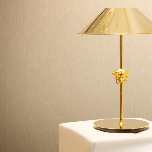 Versace Beige Metallic Plain Non-woven Designer Wallpaper by Luxury Group International