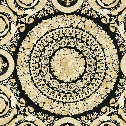 Versace Black Gold Floral Ornate Barock Erbe Designer Tapete von Luxury Group International