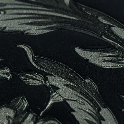 Versace Black & Grey Floral Motif Baroque Non-Woven Designer Wallpaper by Luxury Group International