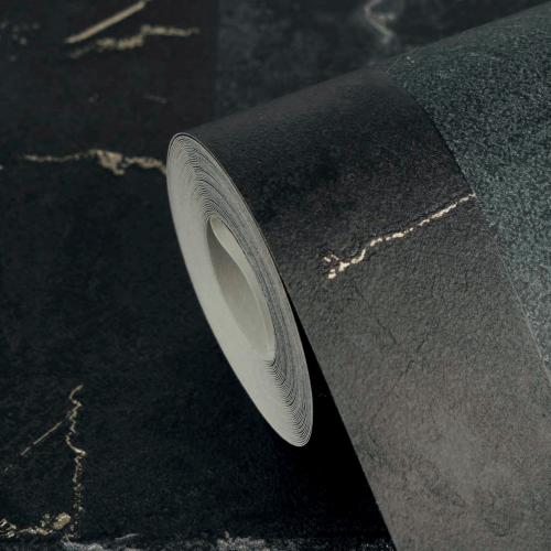 Versace Black Marble Veining Greek Key Modern Designer Wallpaper by Luxury Group International