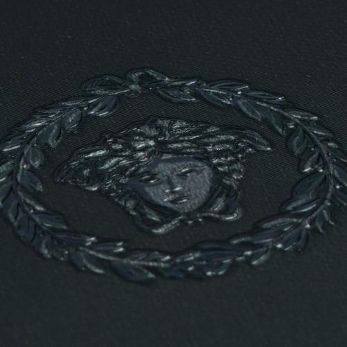 Versace Black Silver Circular Medusa Ornaments Designer Wallpaper by Luxury Group International