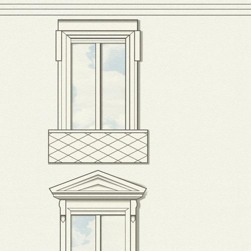 Versace Black White Baroque Medusa Window Non-Woven Designer Wallpaper by Luxury Group International